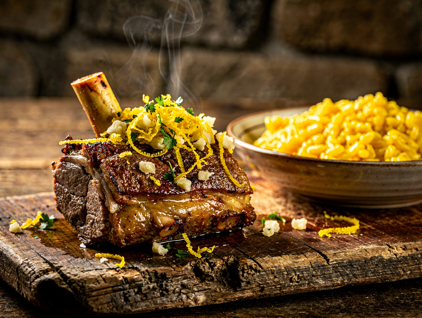 Slow-braised veal shank with saffron gremolata