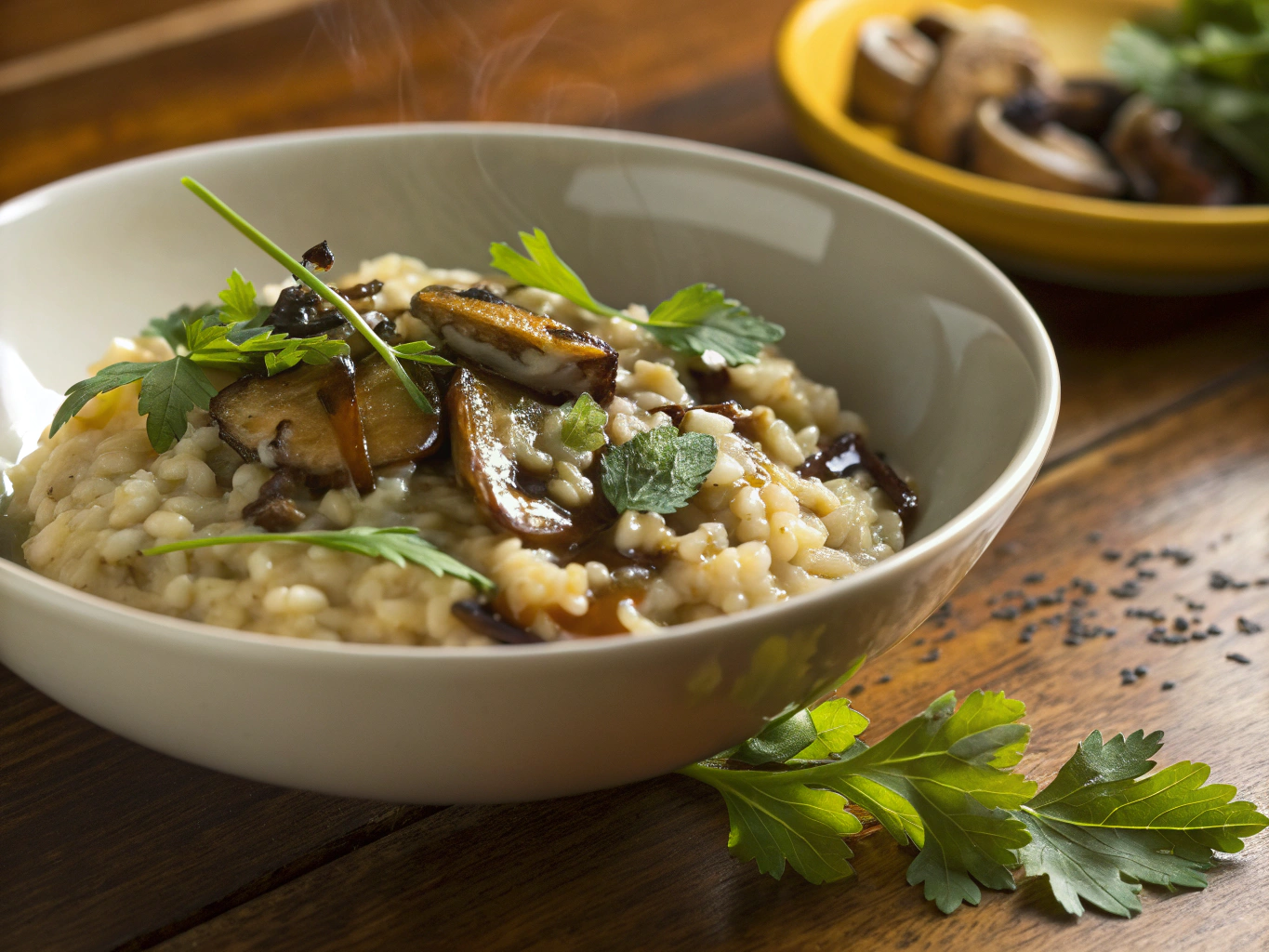 Creamy wild mushroom risotto with fresh herbs